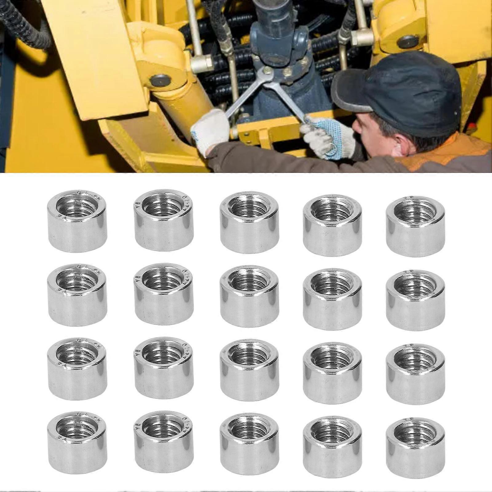 20Pcs M8 Female Thread Round Coupling Nut Threaded Cylindrical Coupling Nut Kit for Machine Maintenance