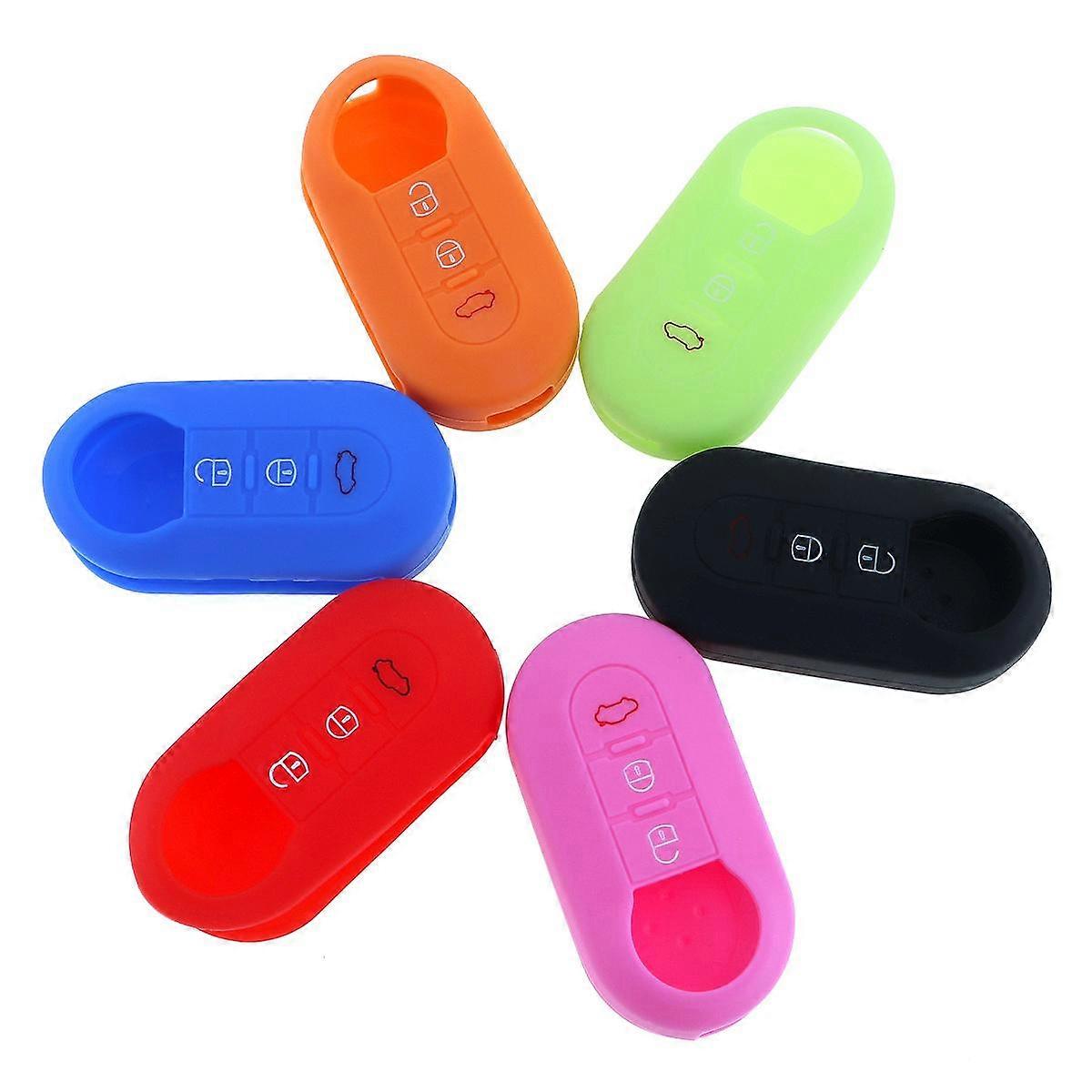6 Colors 3 Buttons Silicone Flip Folding Key Cover for Fiat 500