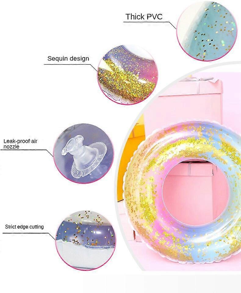 Ins Hot Sequined Beach Swim Circle Float Water Pool Party Inflatable Swimming Ring Baby Float Round Sequins Glitter Rings