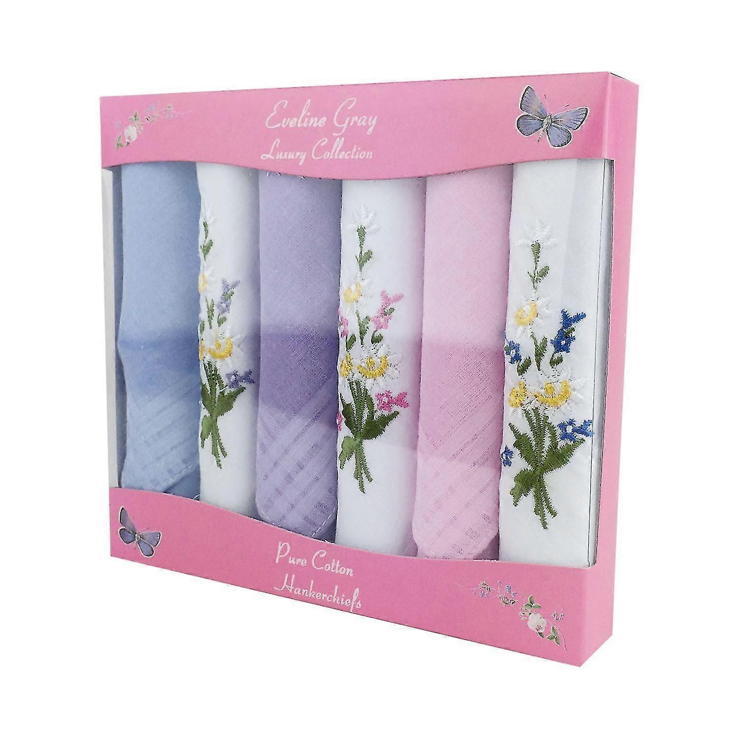 12 Pack mulheres ' s/senhoras flor branca bordados lenços com bordas de cetim listra, 100% algodão