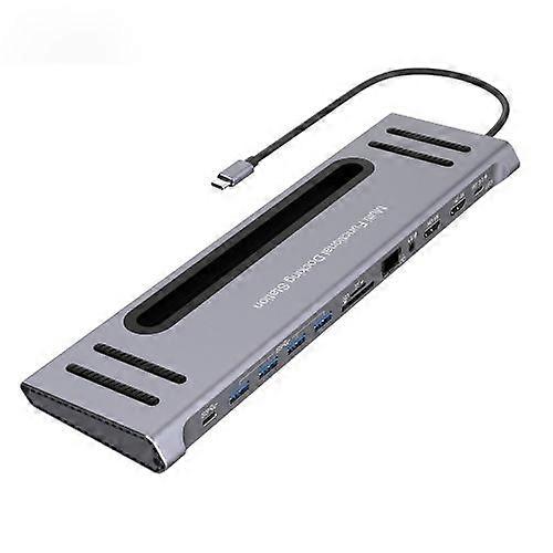 ZRUXE HB-236 12-in-1 Type-C to PD + HDMI x 2 + 3.5mm + RJ45 + SD / TF + USB3.0X4 + Type-C Hub Docking Station