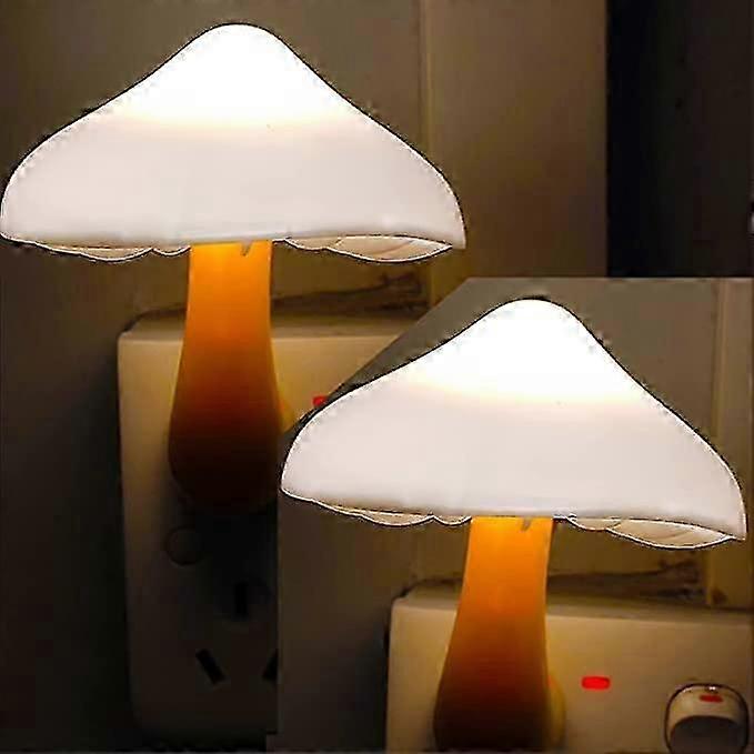 2er-Pack Lichtsteuerung Pilz Dekoratives Nachtlicht Plug-in Lichtsensor Nachttischlampe Led Licht Geburtstagsgeschenk (gelb) f54