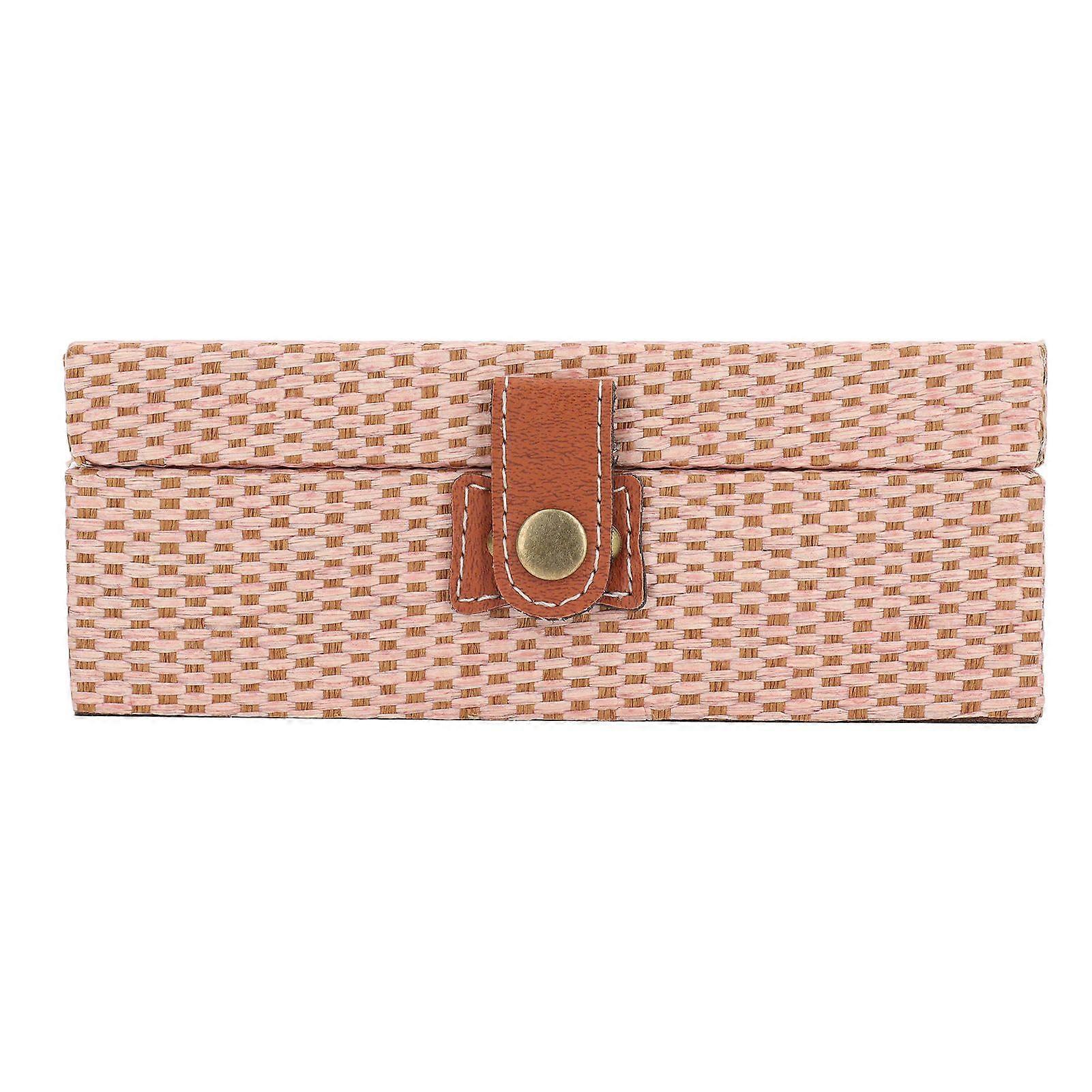 Linen Accessories Jewellery Box Plain Color Rectangular Linen Jewelry Storage Box for Home Rose Colour S