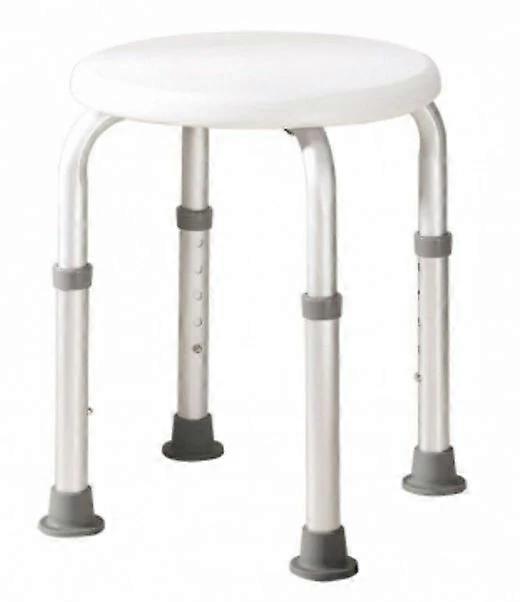 Taburete de ducha circular ajustable en aluminio anodizado
