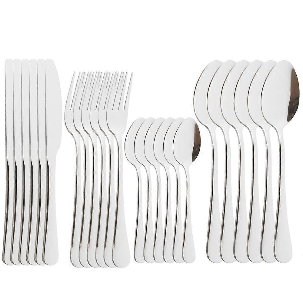 24pcs Dinnerware Set Stainless Steel Tableware Set Knife Fork Coffee Spoon Flatware Set Dishwasher Safe Cutlery Set