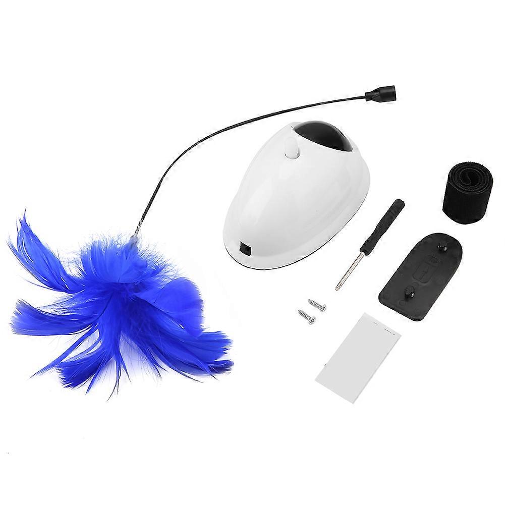 Electric Rotating Feather Teaser Cat Kitten Pet Play Toy with Light