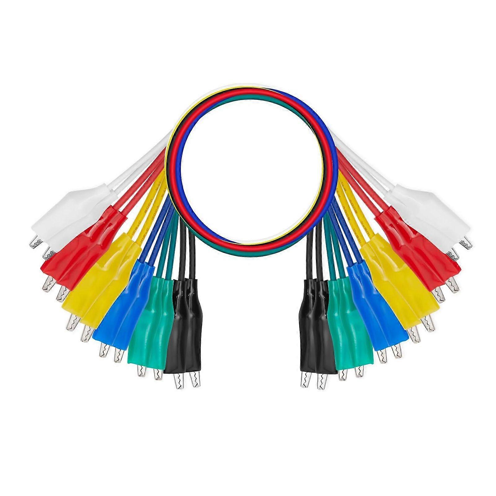 12PCS Alligator Clips Electrical, 6-Color 13.7inch Test Leads with Testing Probes, Stamping Jumper Wires for Electrical Testing, Circuit Connection, E