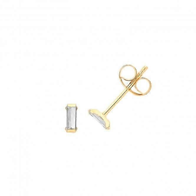 9ct Yellow Gold Baguette Zirconia Studs ES716
