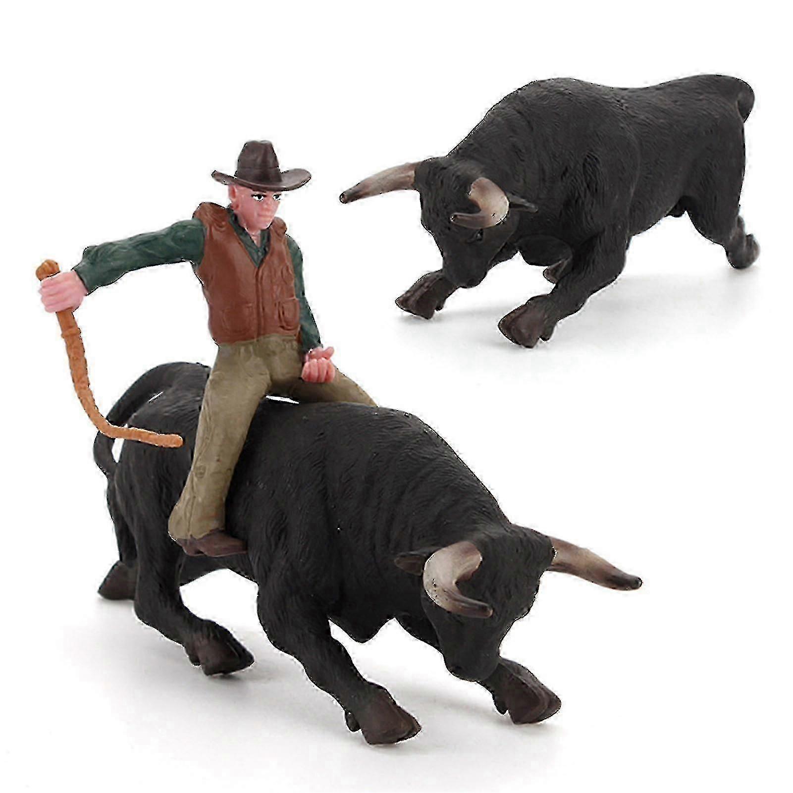 2pcs/set Model Toy Interesting Educational Collectible Bullfight Animal Figurine For Teaching