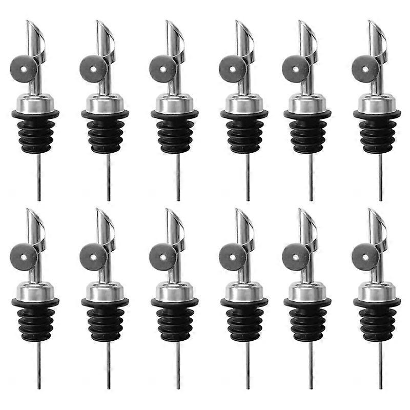 12PCS Stainless Steel Liquor Bottle Pourers, Auto Flip,Silver