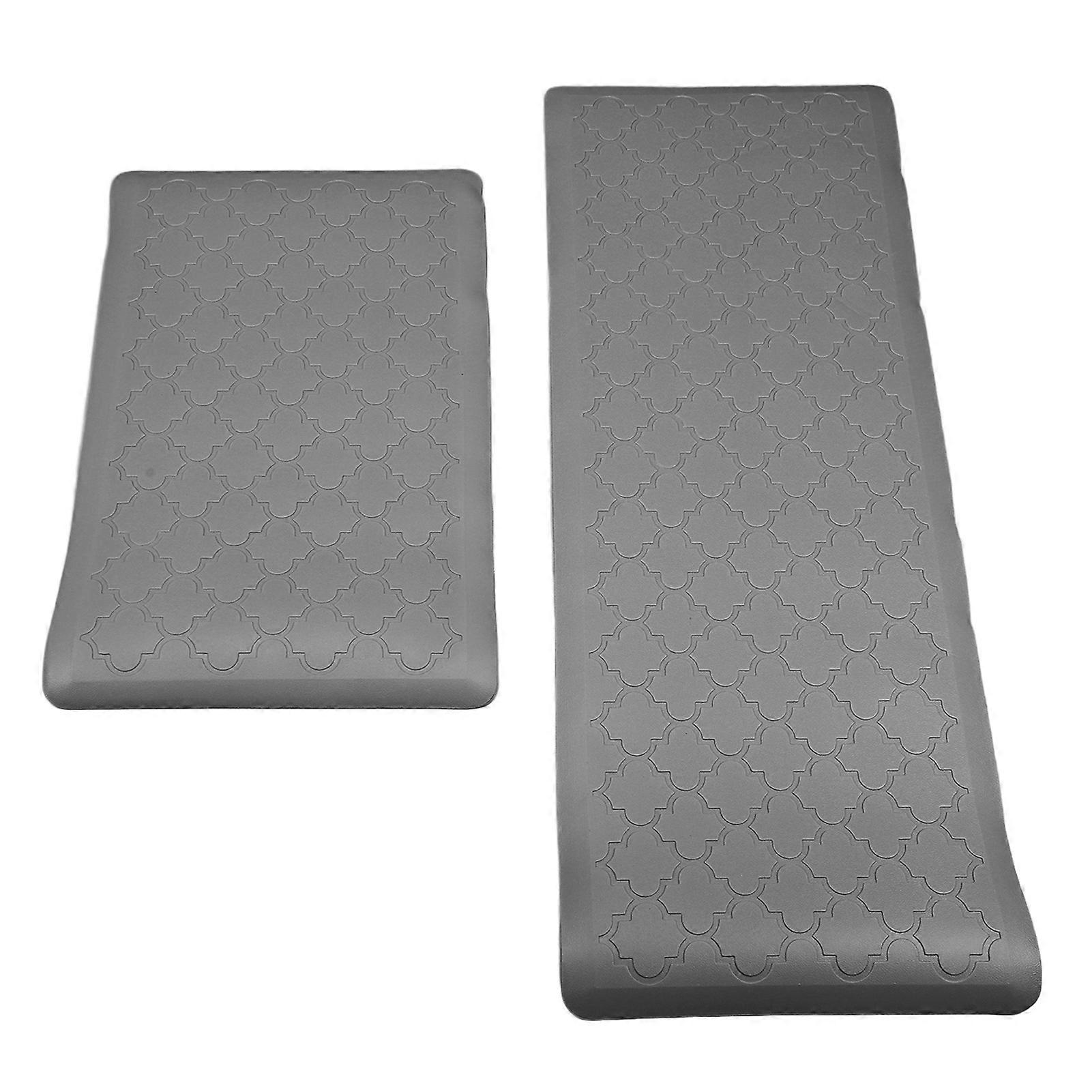 2pcs Kitchen Mat Anti Fatigue Comfortable Kitchen Cushioned Foam Rugs Ergonomic Comfort Standing Pad for Home Light Gray