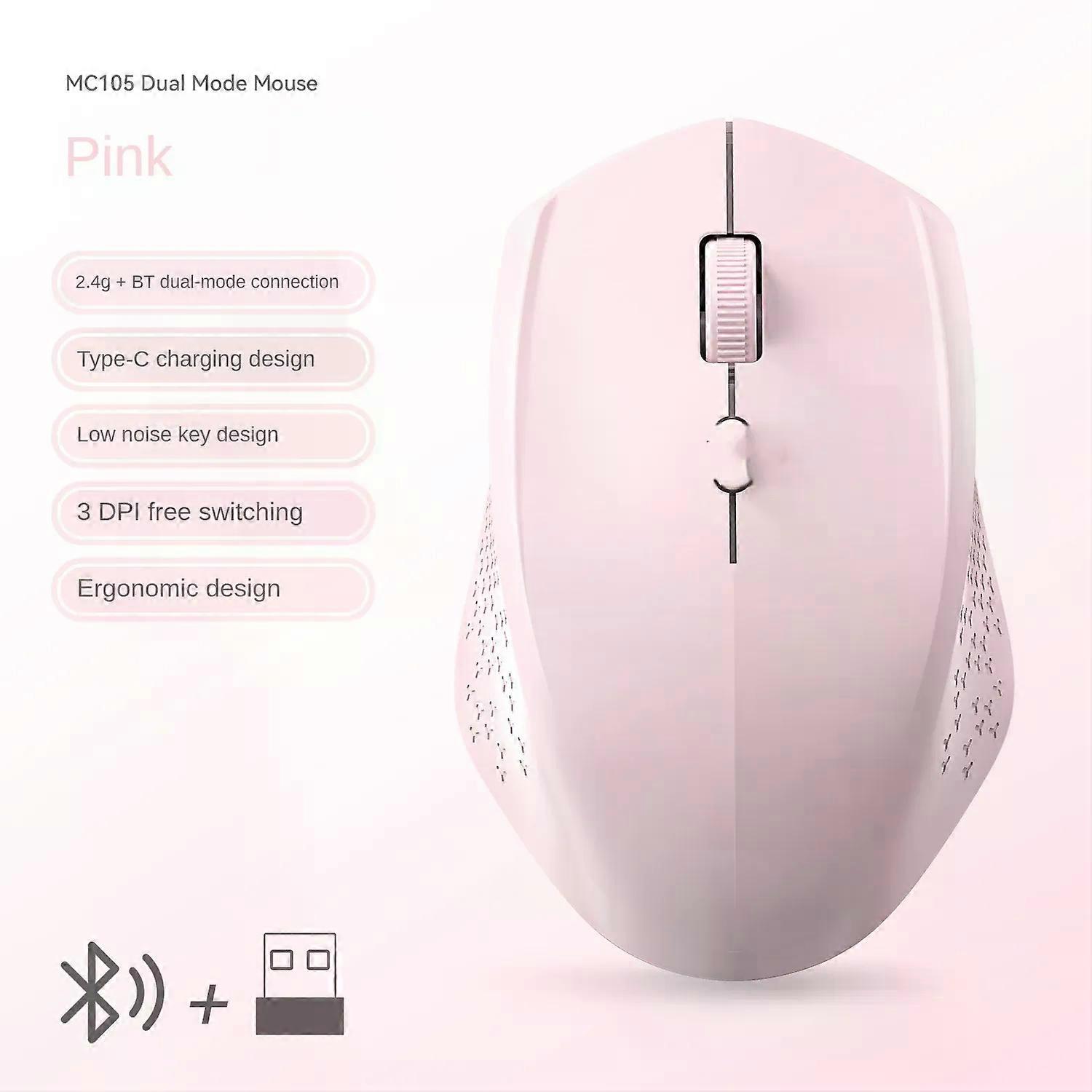 Bluetooth 5.2 Mouse Wireless Mouse Dual-Mode Silent Mouse Rechargeable Gaming Mouse 1600DPI For Laptop Computer Win Mac OS