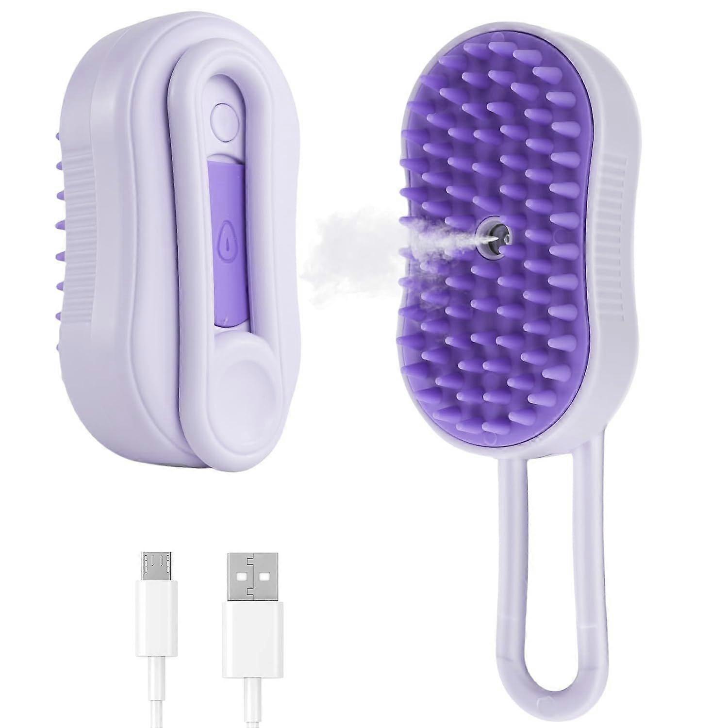 4 in 1 Cat Steam Brush for Shedding, Rechargeable Cat Brush with Steam, Anti-Static Steam Pet Brushes, Massage, Cleaning, Shedding & Combing All In On