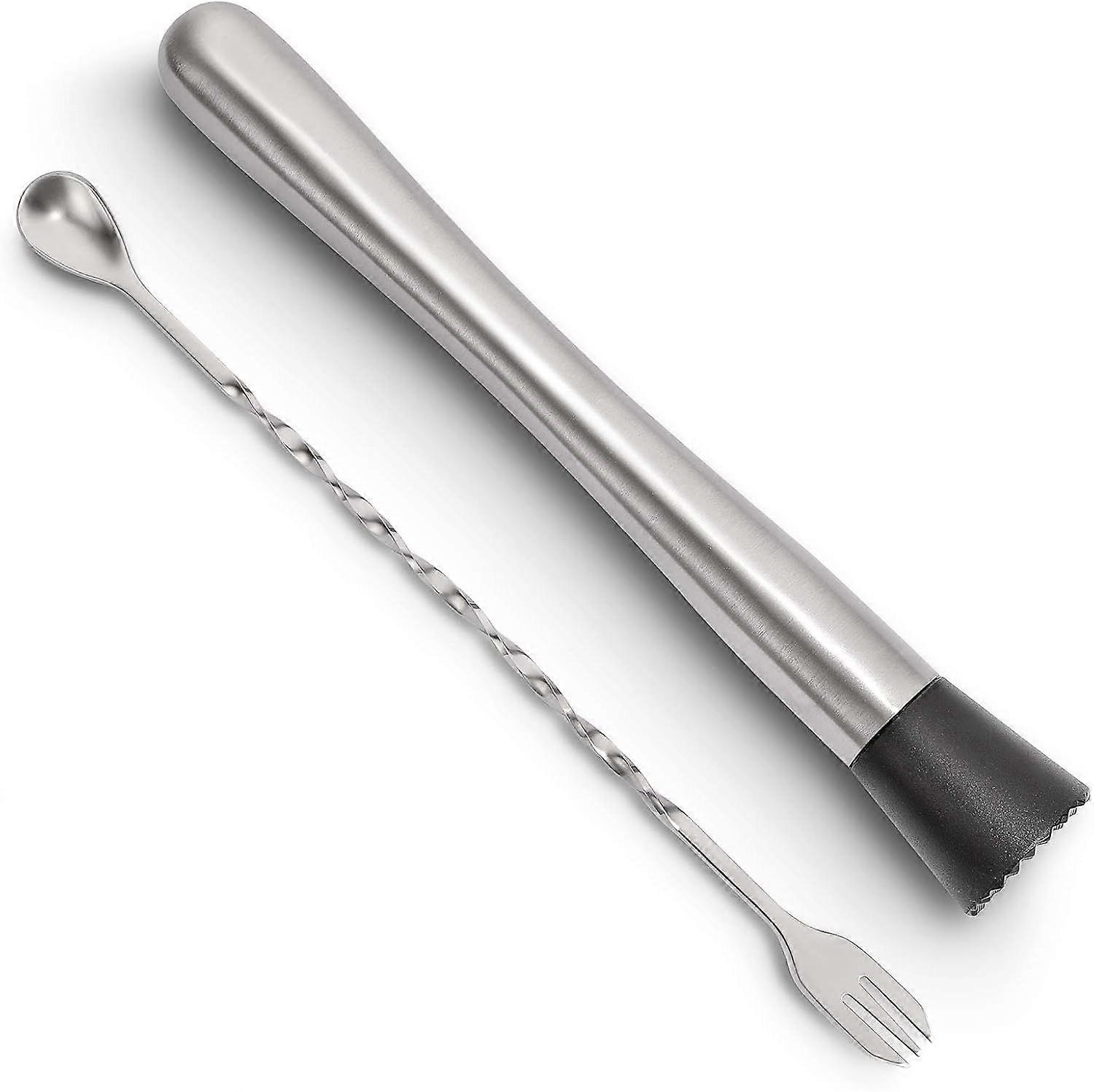 10 polegadas de aço inoxidável Cocktail Muddler e Mixing Spoon Home Bar Tool Set - Crie deliciosos Mojitos e outros à base de frutas
