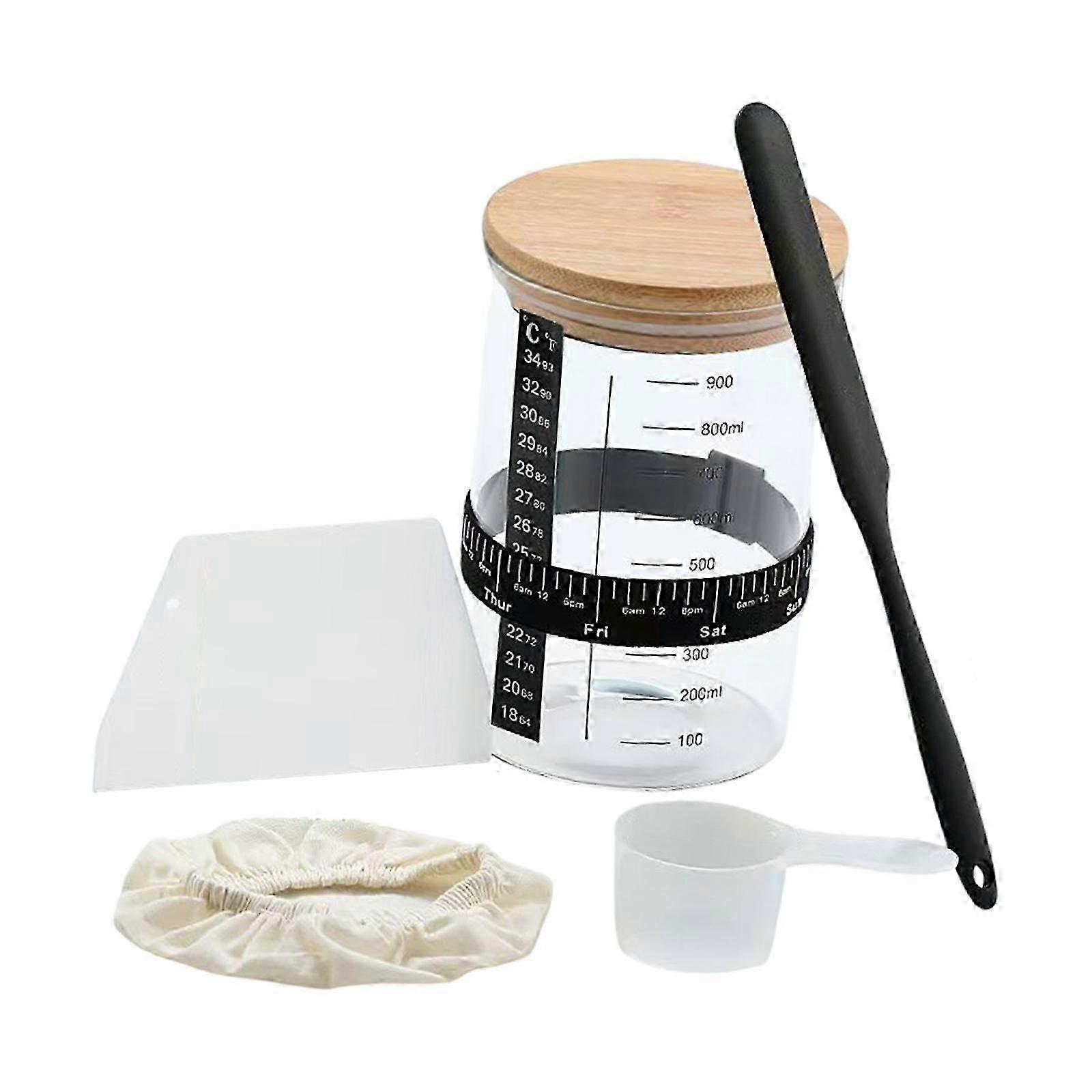 Sourdough Starter Kit with Wide Mouth Jar & Black Lid for Bread Baking Supplies, Home & Restaurant Use(サワードウ スターター キット、広口ジャー & ブラック リッド付き、ホーム & レストラン用)