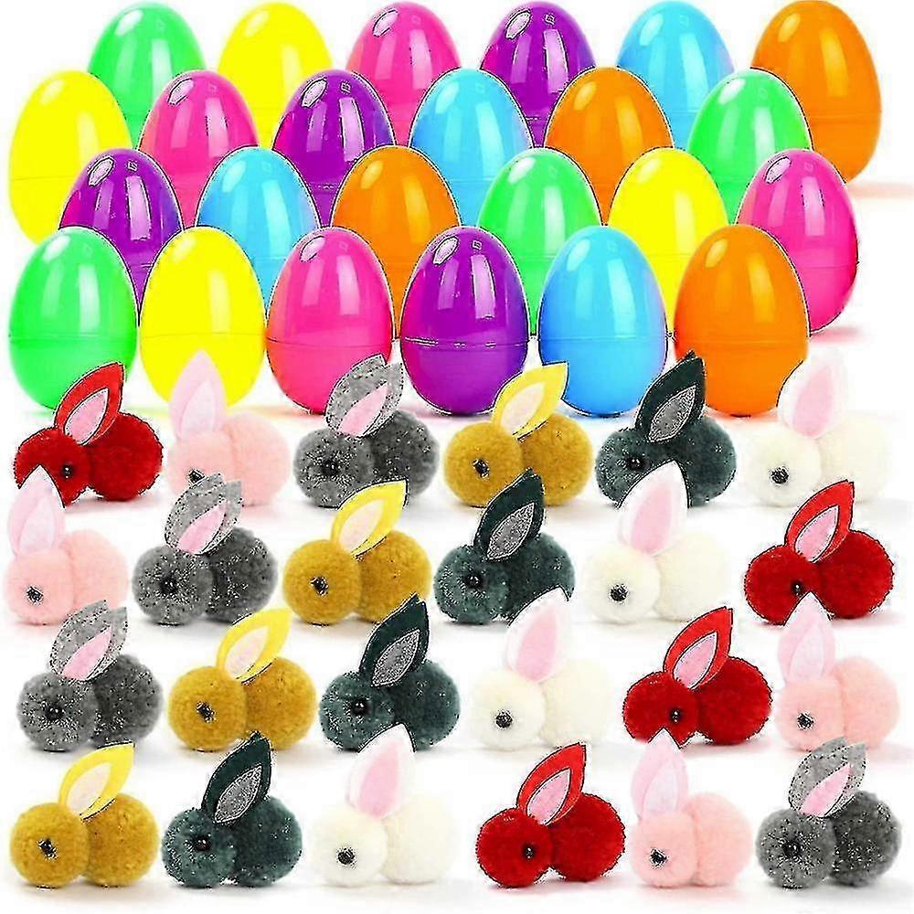 24pcs Plush Bunny Filled Easter Eggs For Hunt Basket Classroom Prize