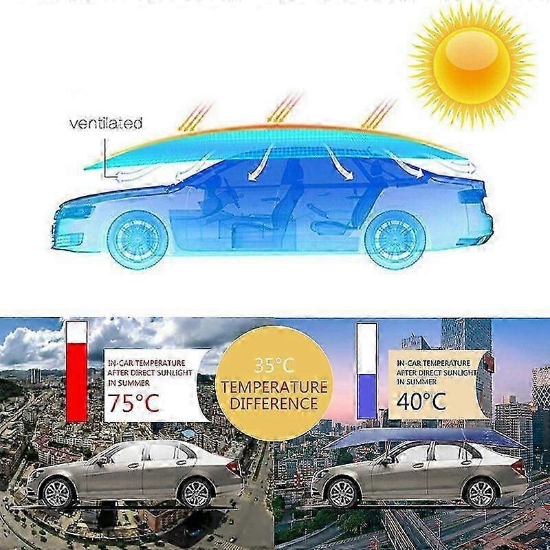 Confezione da 2 Universale Parasole Per Auto Ombrello Copertura UV Protect Impermeabile Argento 4.2x2.1m Tenda per veicoli Cloth_HWE04