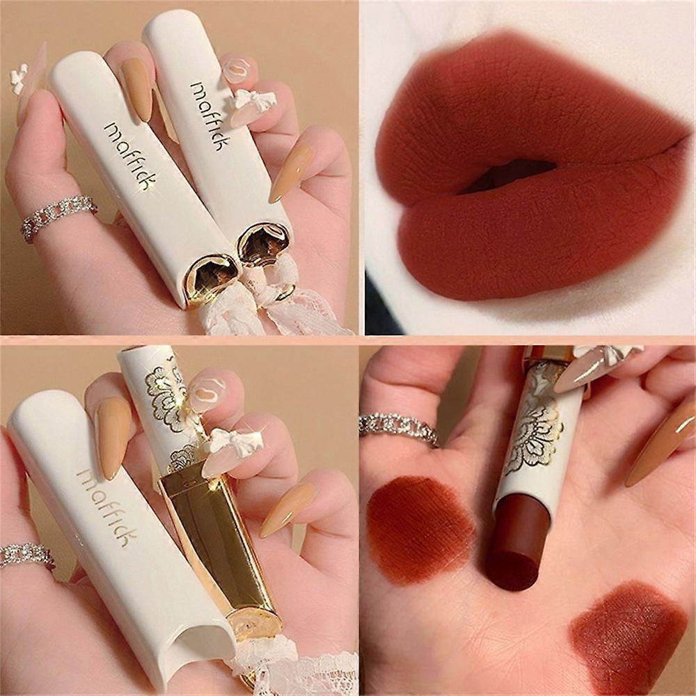 Matte Lipstick Waterproof Non-stick Cup Non-marking Velvet Matte Matte Lipstick # Peach Color 3.8G