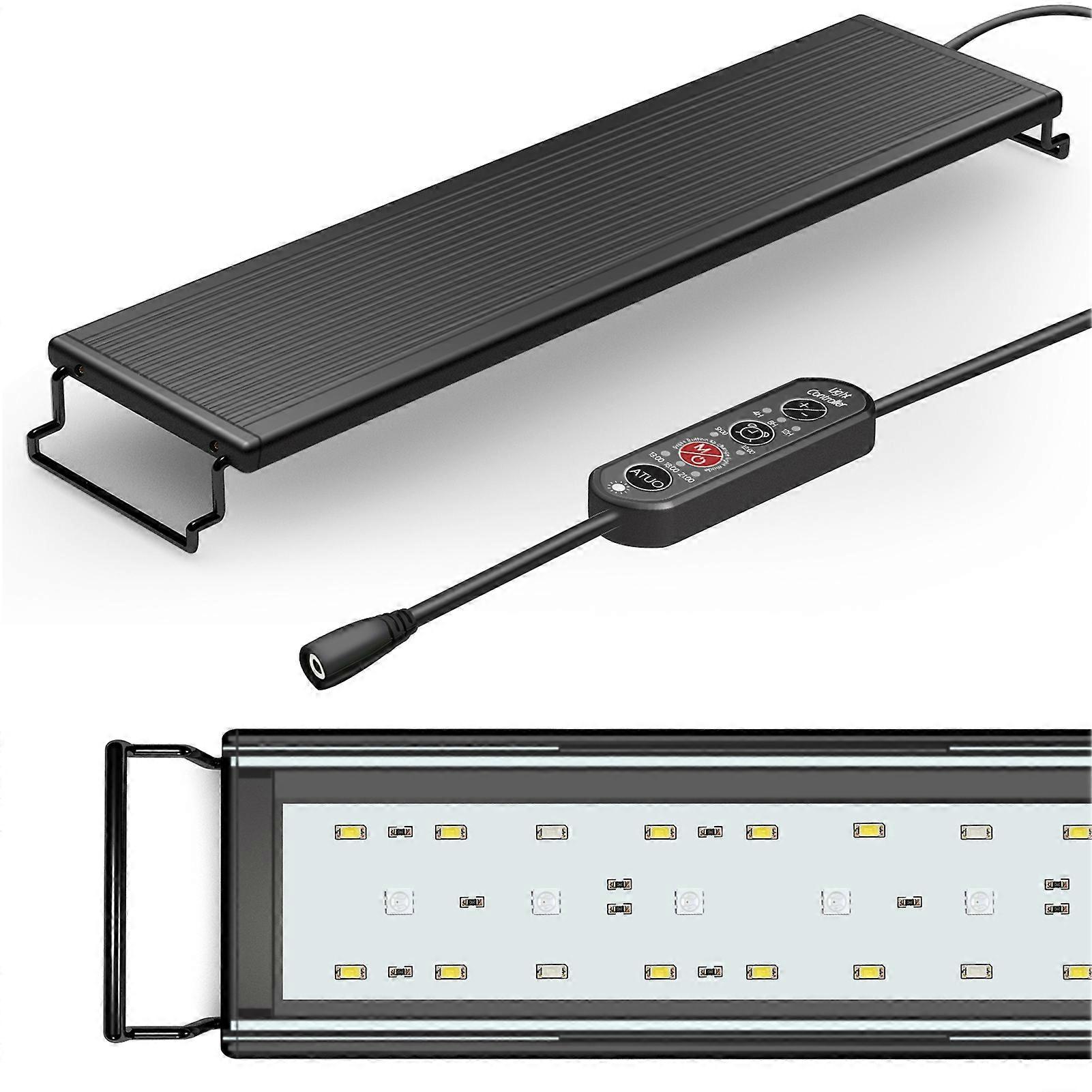 24/7 Lighting Full Spectrum Aquarium 18W LED Light Extendable Bracket Adjustable Timer Brightness with External Controller for Fish Planted Tank