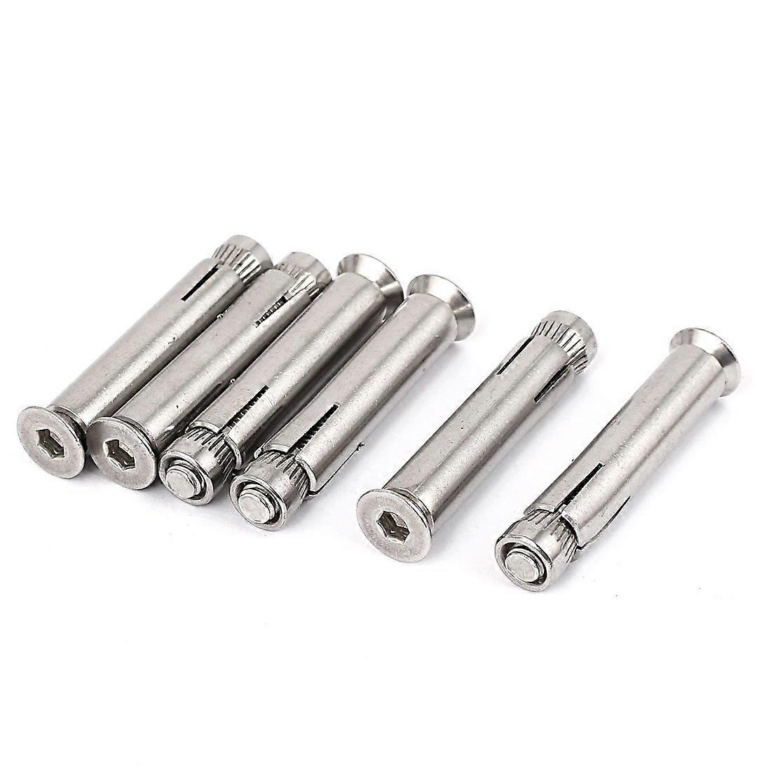 IIVVERR M6 Thread 50mm Long Hex Socket Flat Head Expansion Anchor Bolt 6pcs For Concrete And Masonry