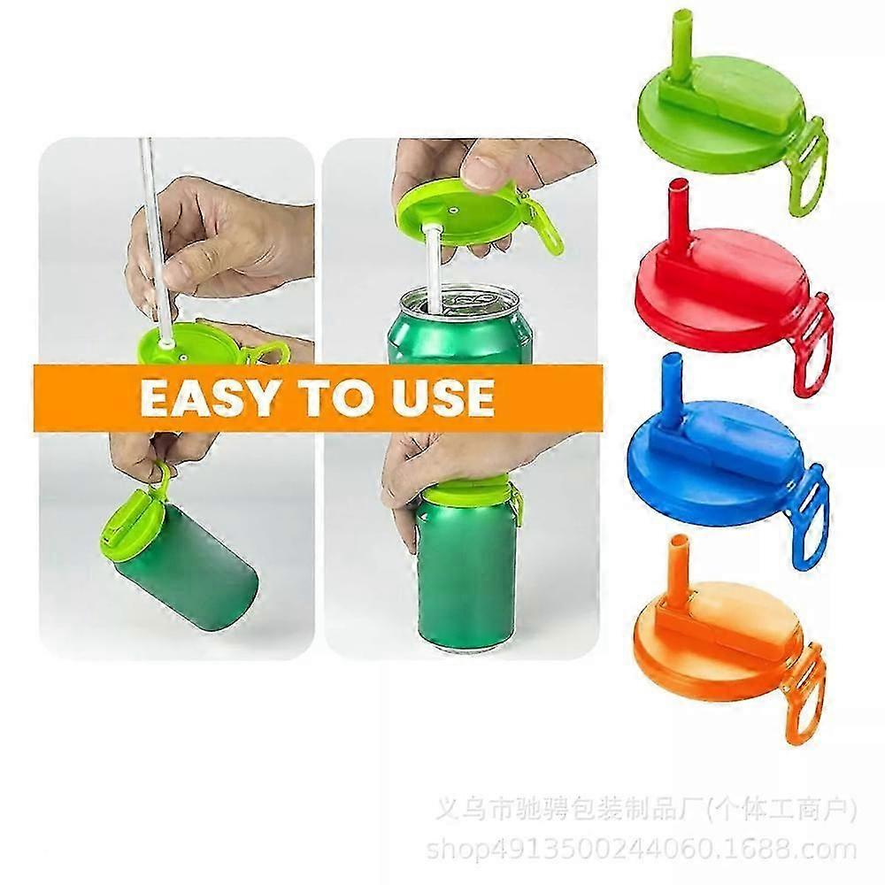 4 Color Soda Can Lids,Silicone Straws Soda Can Covers,Can Covers For Soda
