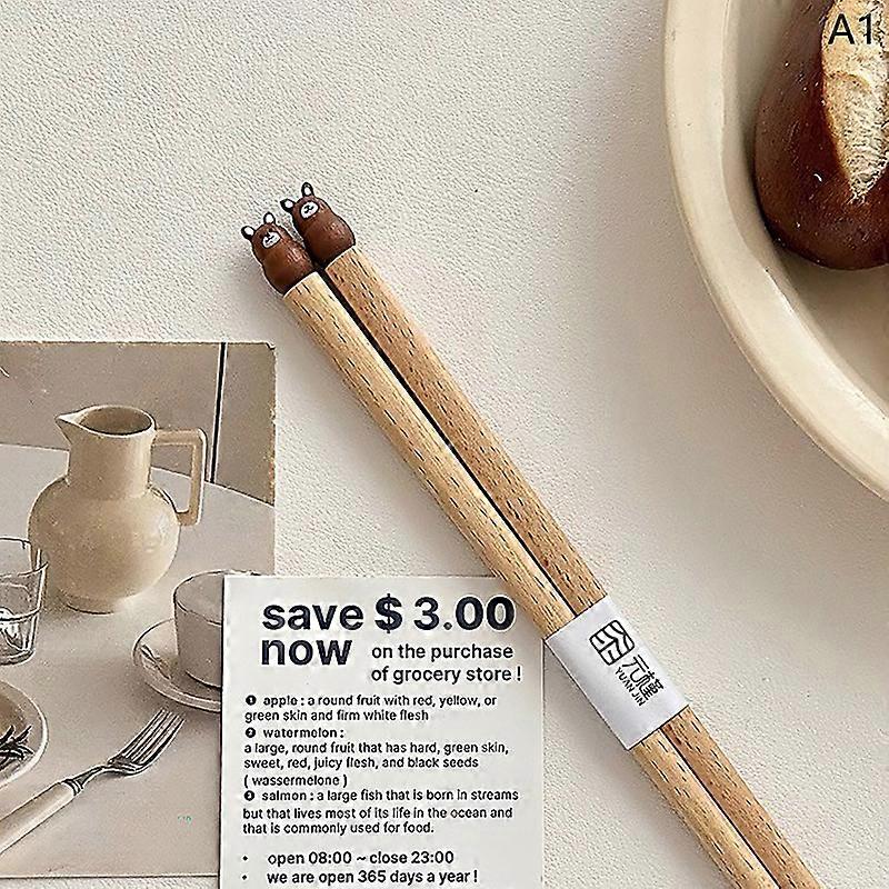 3D Cute Animal Chopsticks Hand-carved Beech Chopsticks Kawaii Sushi Couple Good-looking & Practical Wooden Dinnerware