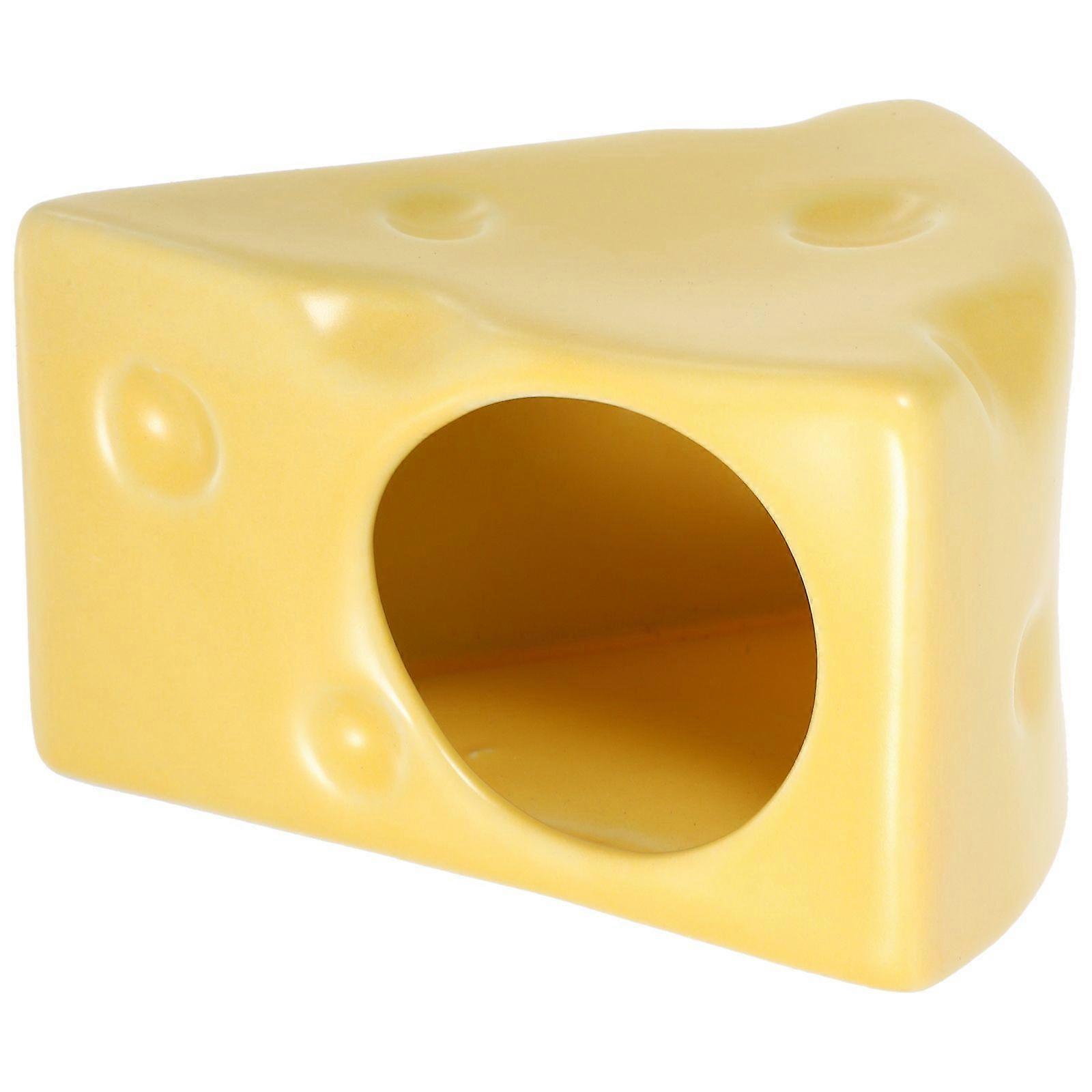 Ceramic Hamster Hideout Hamster Cheese Shape Cooling Nest for Hamster Small Pet Hiding House