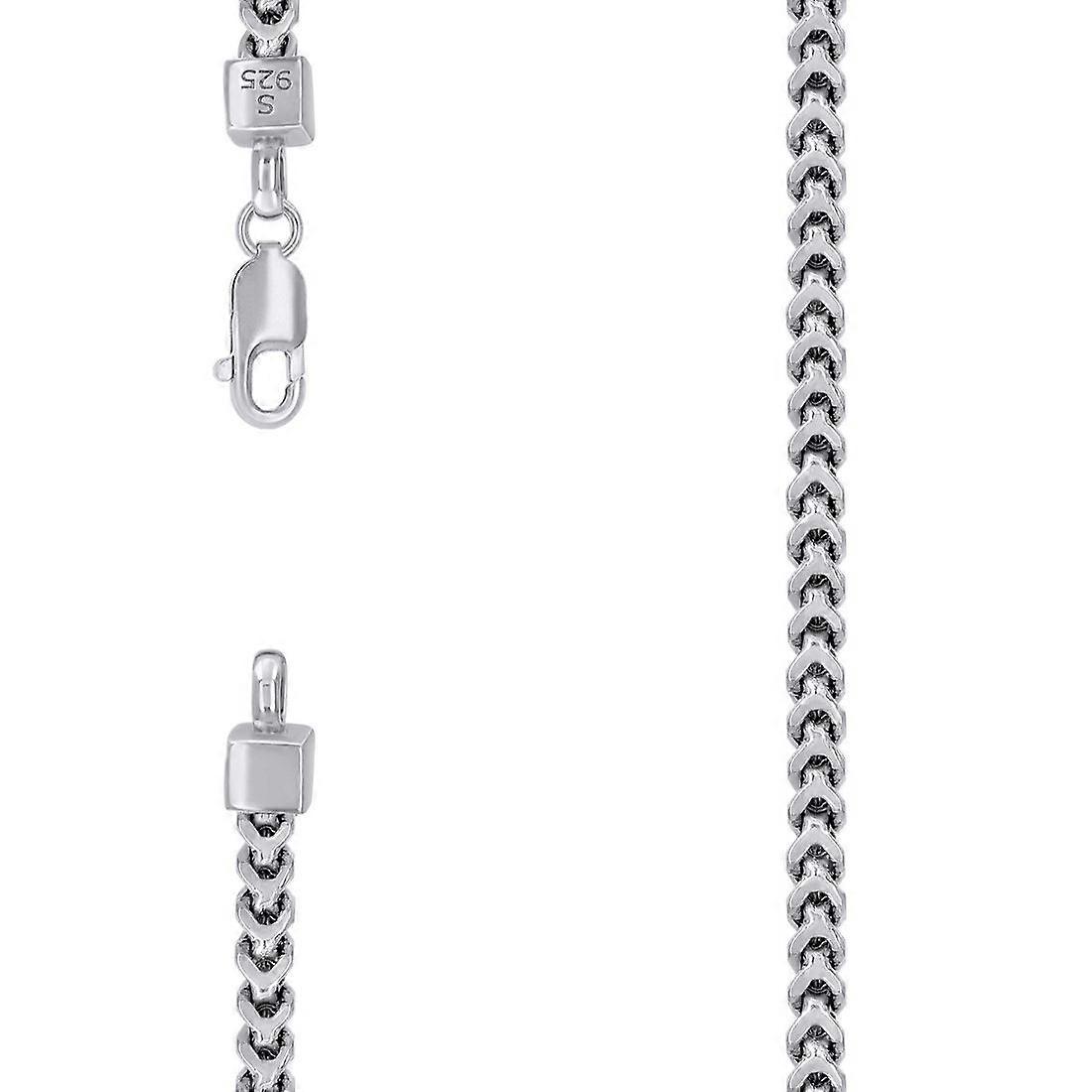 925スターリングシルバー中空フランコチェーンロジウム3.6mmブレスレットリンク-女性と男性のためのブレスレット - 長さ:7から8