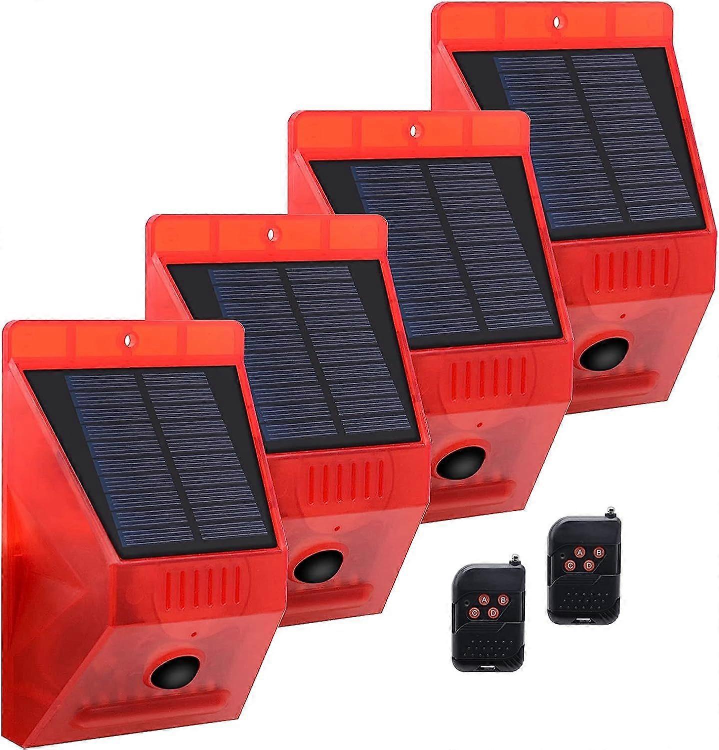 Solar Strobe Light with Remote Controller Motion Detector Outdoor Alarm Light 129db Sound Security Siren Light IP65 Waterproof Protected for Your Home