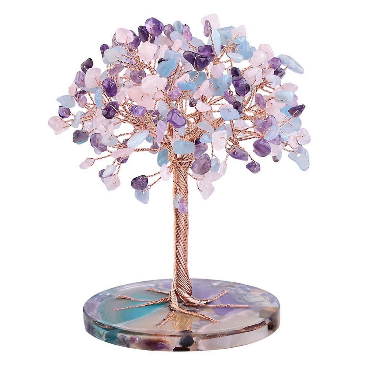 7 Chakra Healing Crystals Tree Home Office Desk Living Room Decor- A