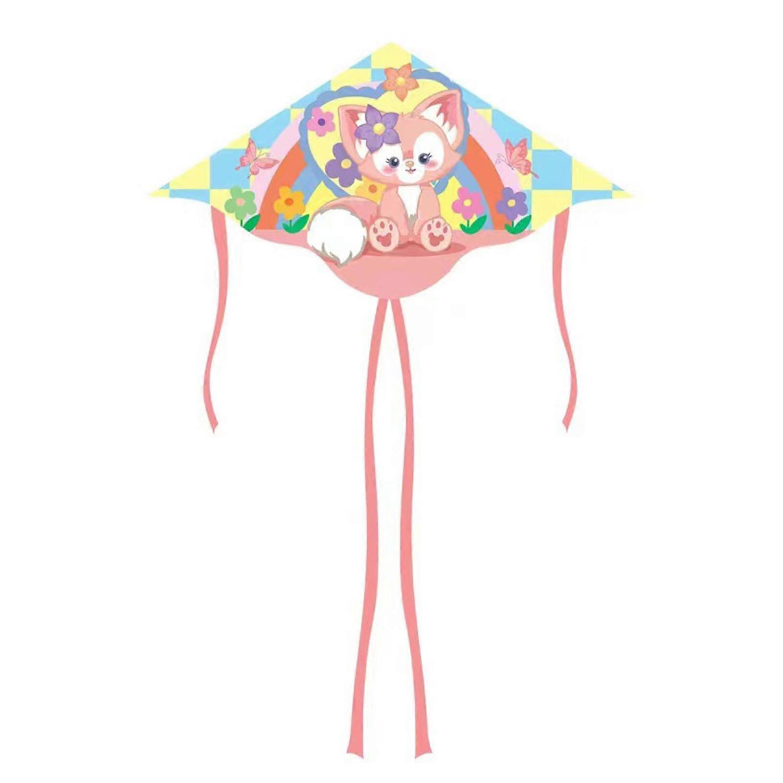Delta Kids Adults Extremely Easy to Fly Beach Trip Triangle Kite with Double Tail for Beginners Cartoon Shape