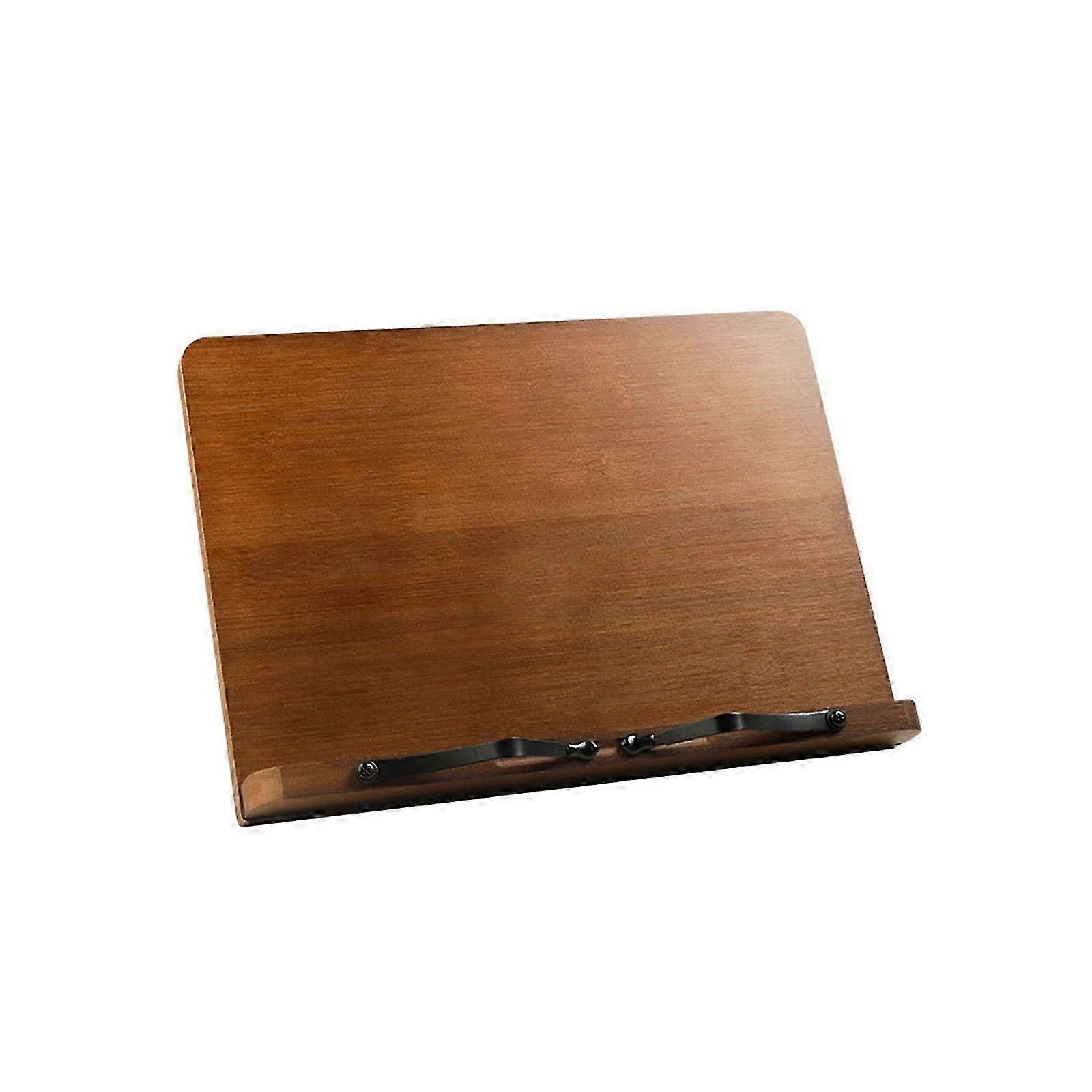 Adjustable 6-Angle Wooden Bookshelf Stand with Metal Page Clip for Medium-Size Cookbooks and Textbooks Accommodating Music Scores