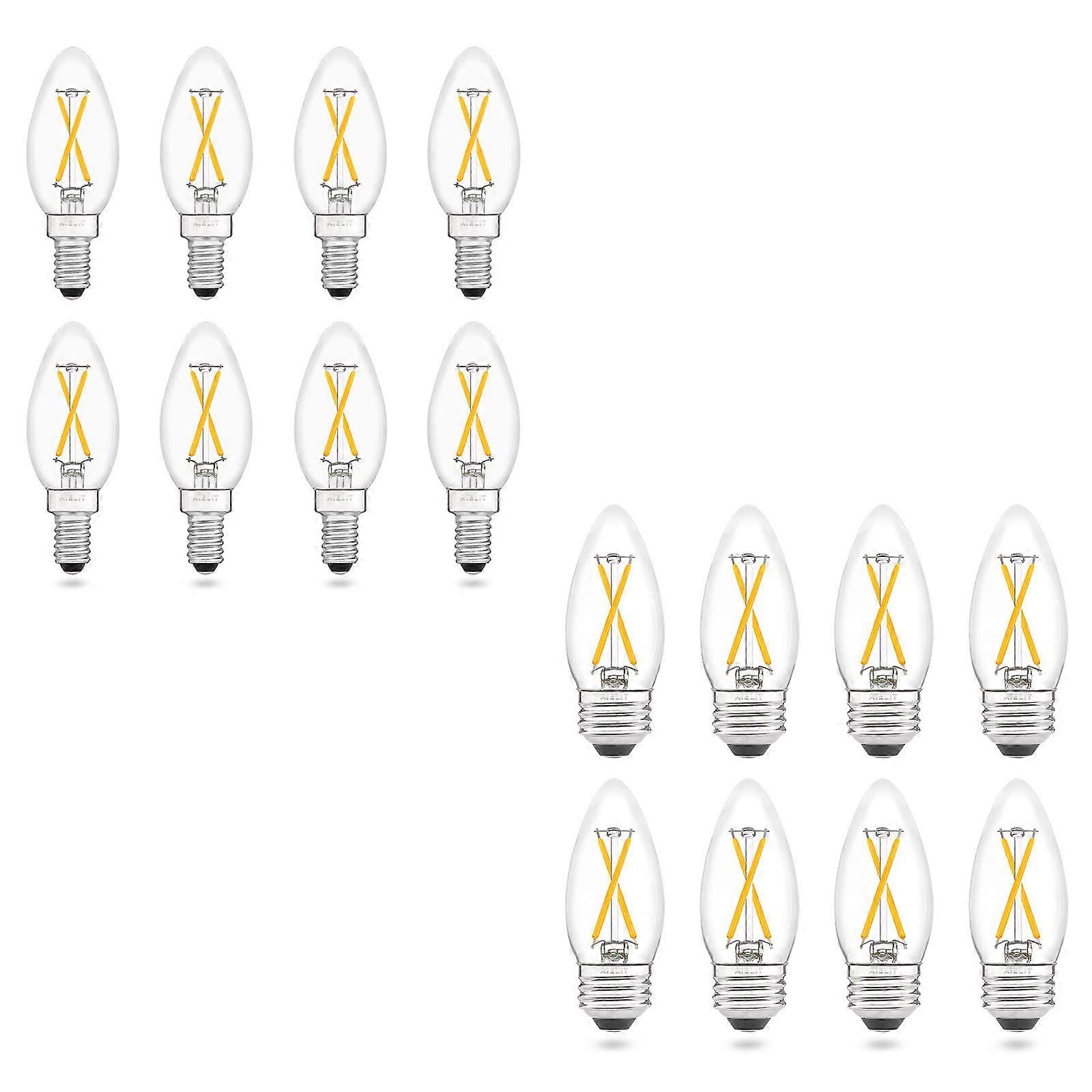 8Pack 2W B11 LED Light Bulbs Dimmable Warm White 2700K Equivalent to 25W E12 E26 Base Energy Efficient