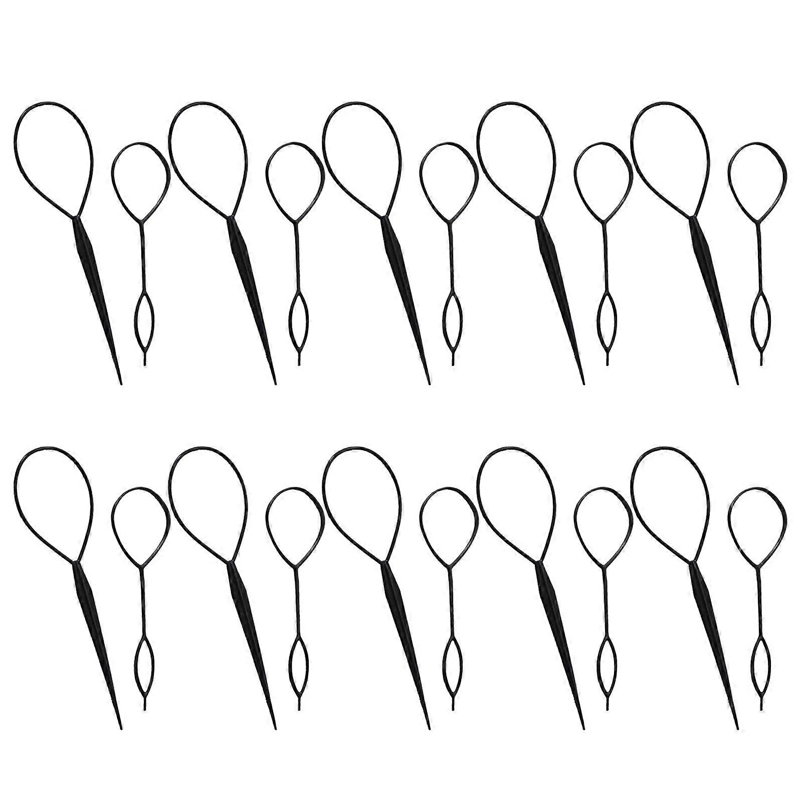Ensemble d’outils de queue de cheveux 10 pack d’outils de boucle de cheveux avec outil de tressage de cheveux de 2 taille Outils de coiffure rapide Fille Queue de cheval Maker