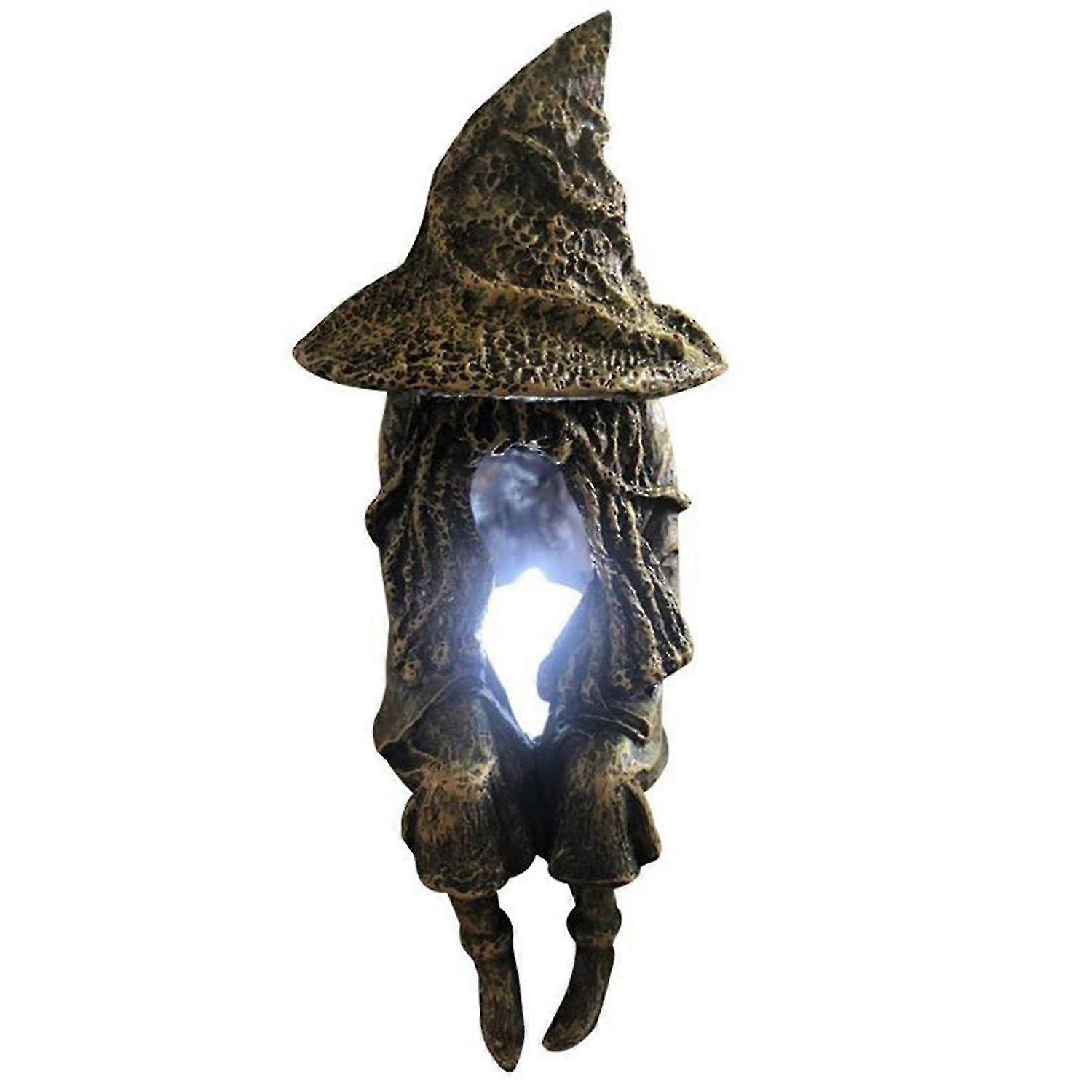 Witch Ghoul Statue Garden Light Sitting Resin Ornaments Led Garden-B