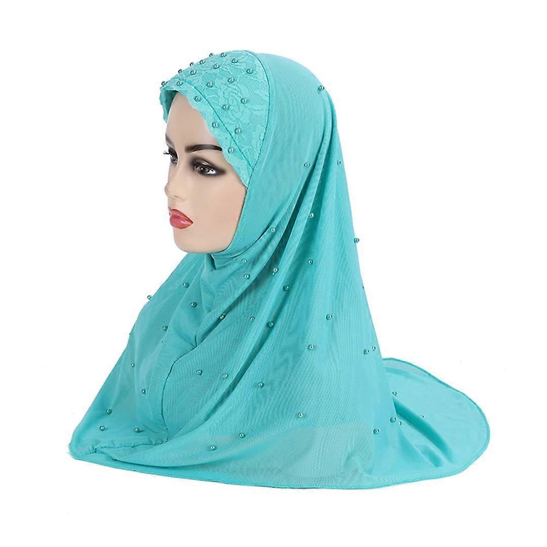 Big Adults Soft Net Two Layers Muslim Scarf Islamic Hijab Hat Pull On wrap 10 Years Girl Scarf