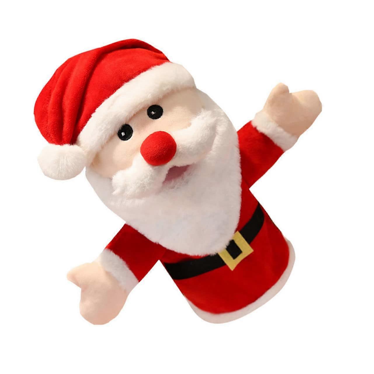 Cute Plush Santa Claus Hand Puppet for Christmas Storytelling Interactive Learning Toy for Kids 9 Inches Red and White