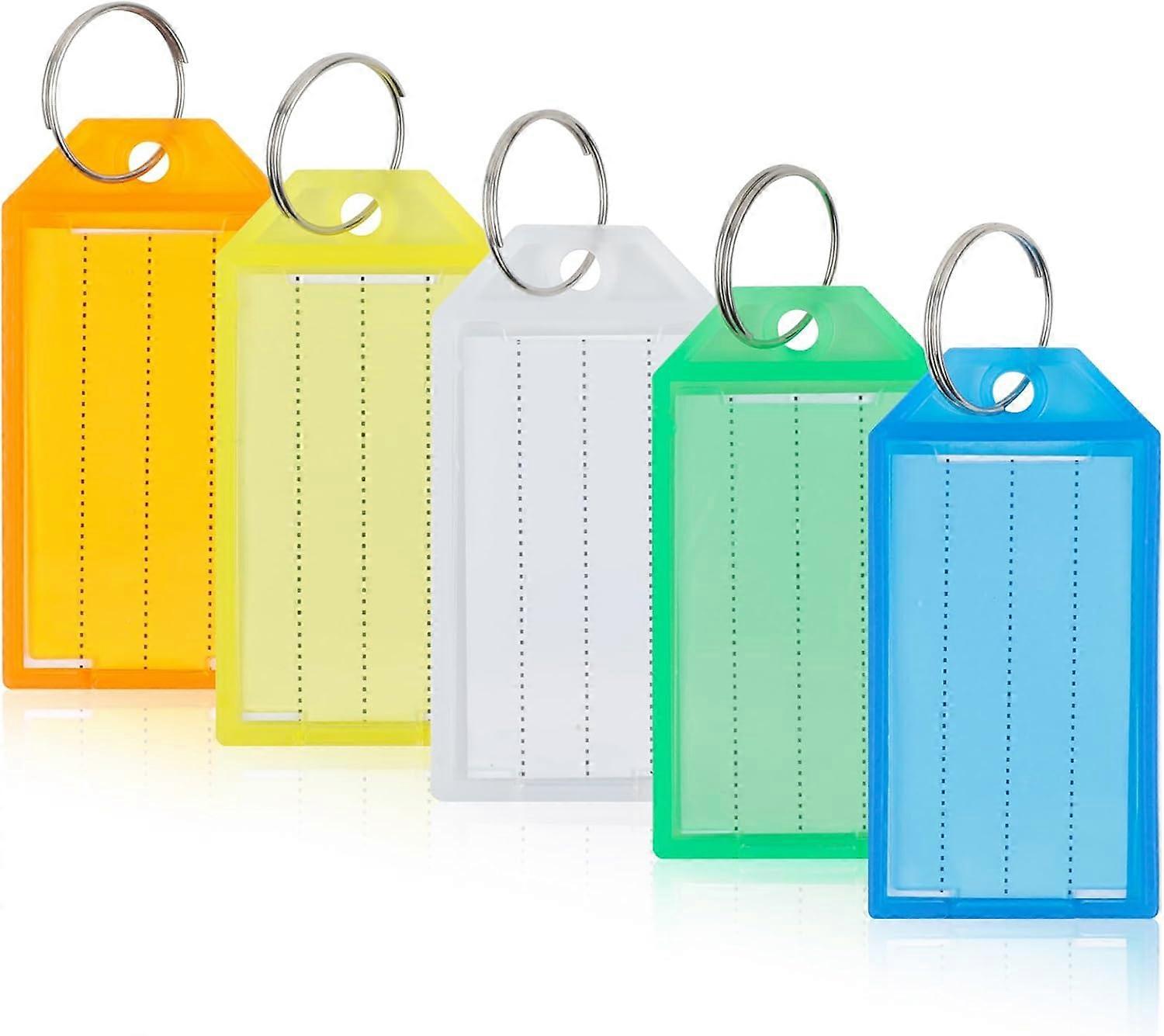 Key Ring,20 Pieces Plastic Key Ring with Blank Paper Labels Clear Lids