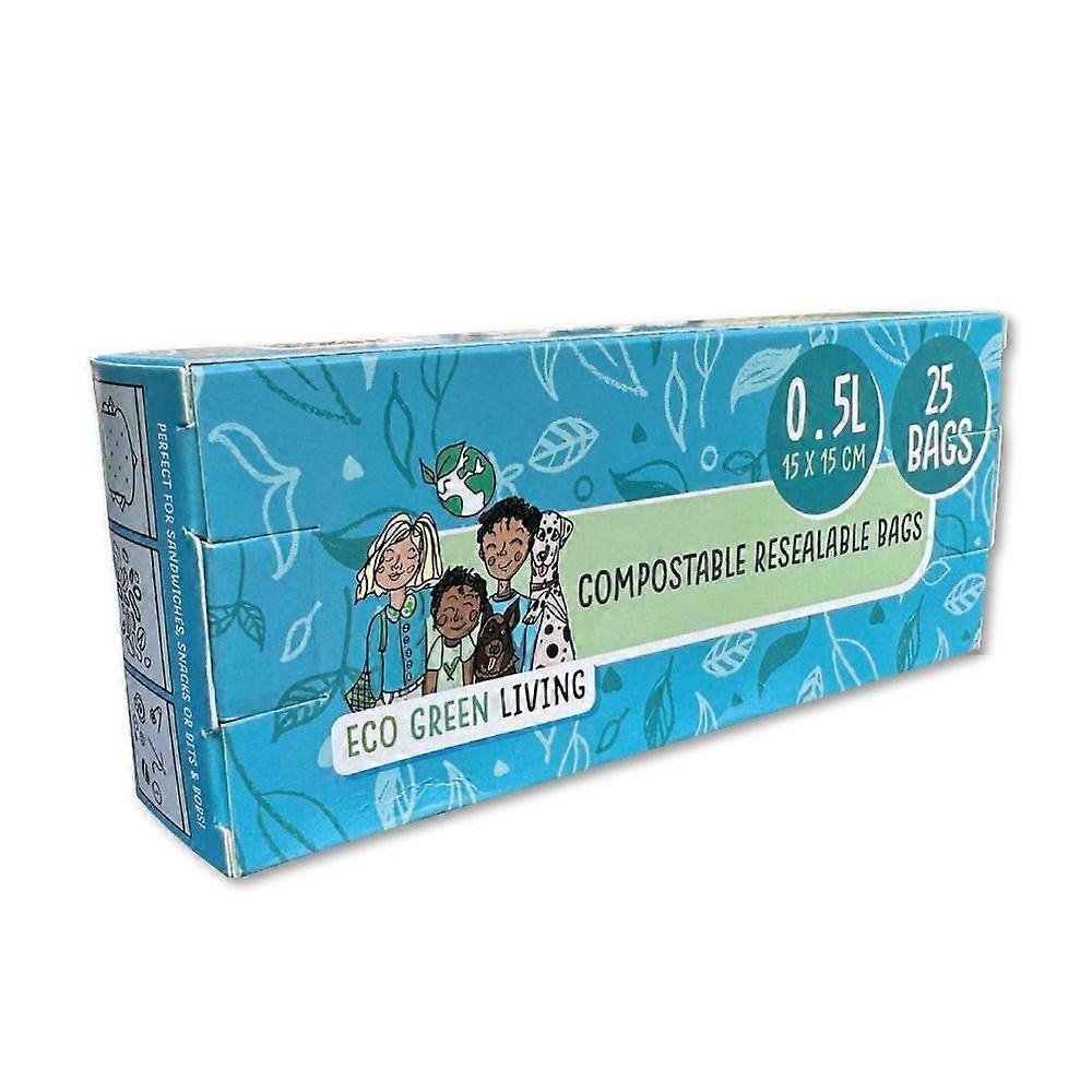 Eco Green Living Compostable Resealable Bags Small 0.5 Litre - 25 bags