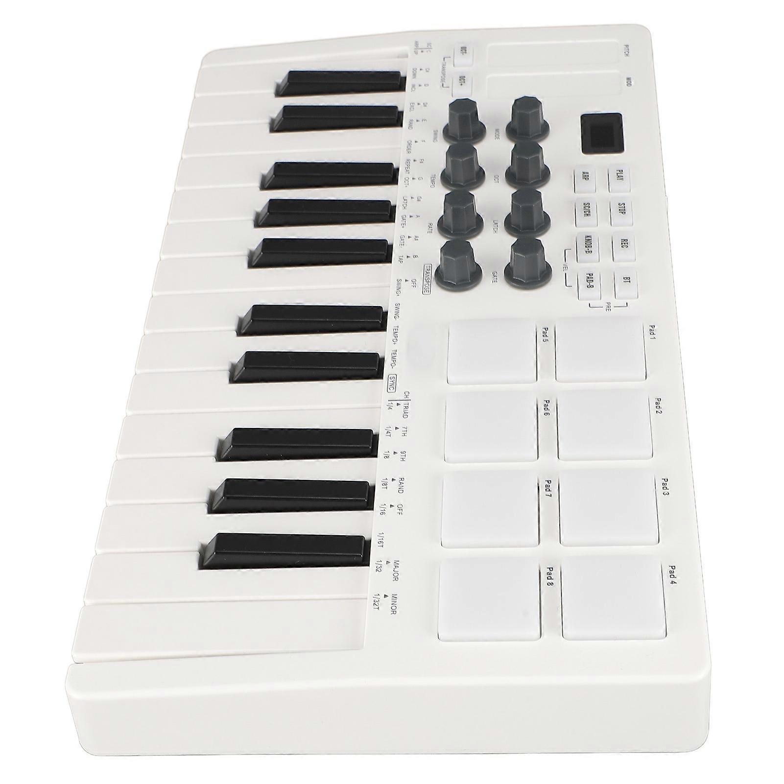 USB MIDI Keyboard Controller 25 Tasten MIDI Control Keyboard mit 8 MPC Beat Pads 8 hintergrundbeleuchtete Drum-Pads 8 zuweisbare Regler Musikproduktionssoftware