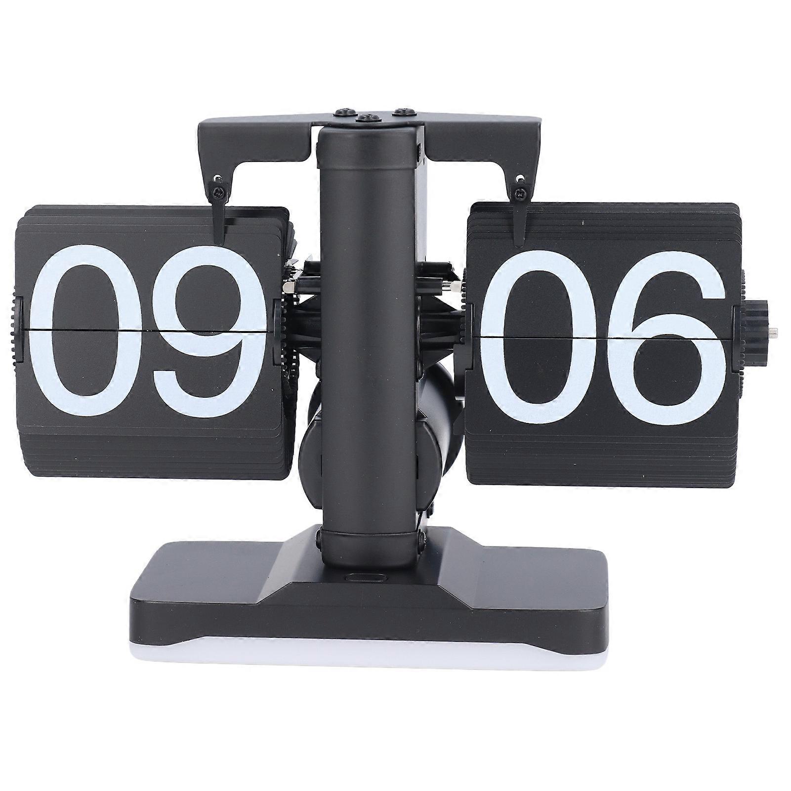 Retro flip clock, simple and innovative design, with mood lighting, ideal for bedroom, bedside or home, available 24 hours a day, all black.