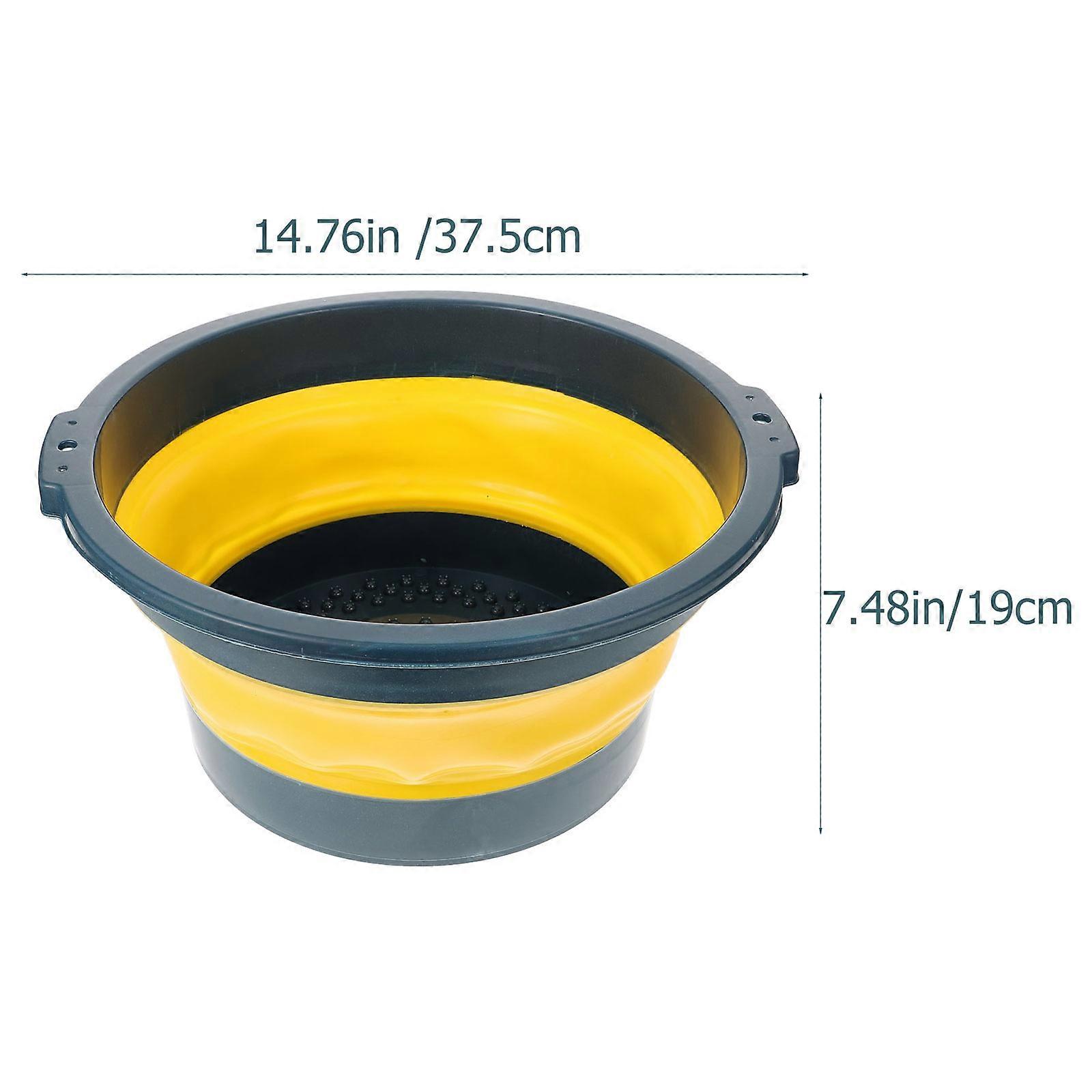 Blue Collapsible Wash Basin for Home Use TPR Material Durable with Reinforced Base 7.9x11.8 Inches