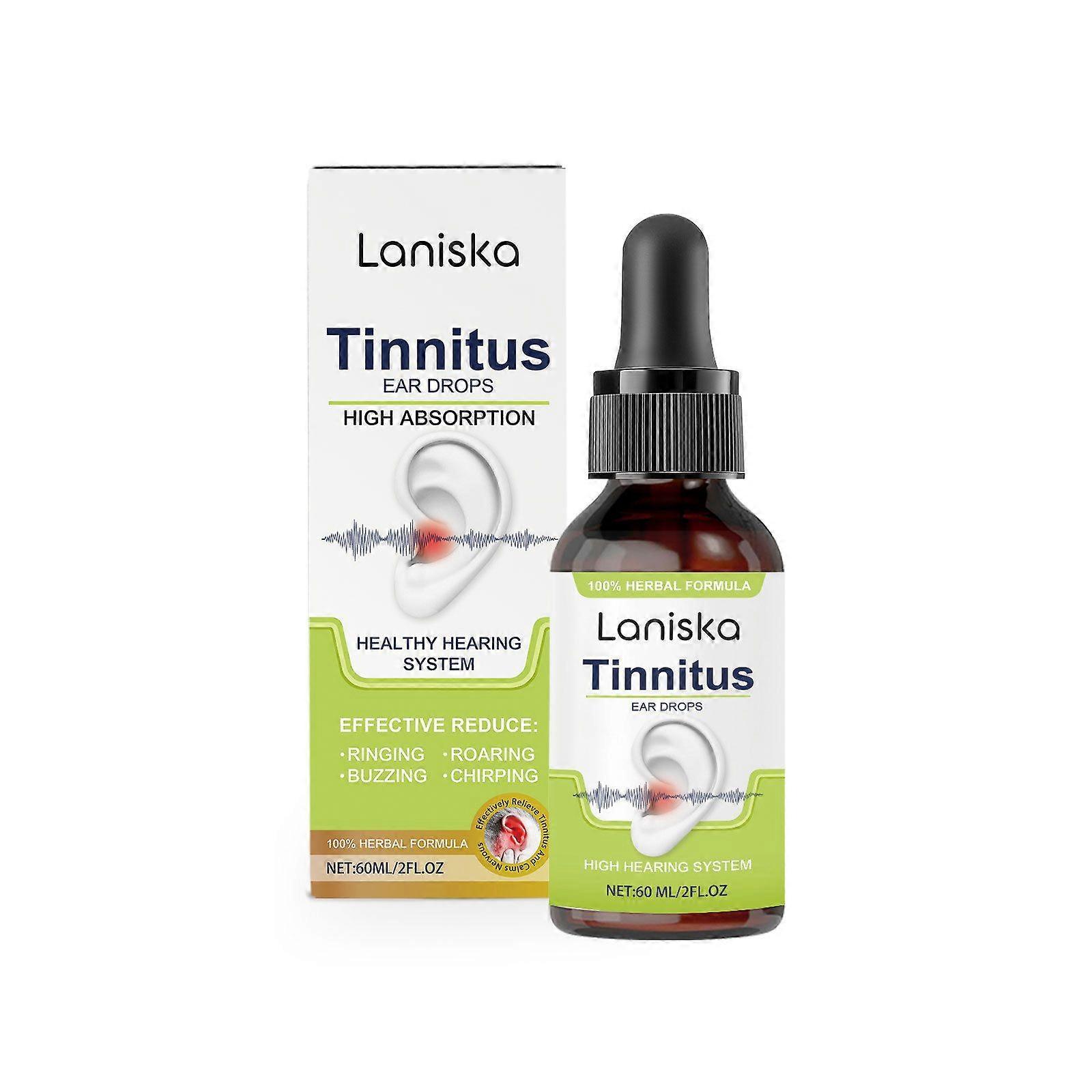 Tinnitus Relief for Ringing Ears, Effective Ear Ringing Relief Drops, Natural Herbal Tinnitus Treatment for Ear Clicking Buzzing, Improving Hearing 60