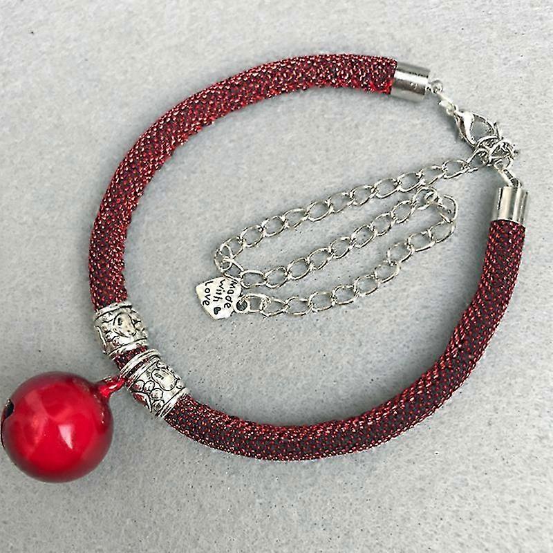 ベル付き調節可能な猫用首輪 - 結婚披露宴の誕生日のためのナイロン子猫ネックレス(レッド)