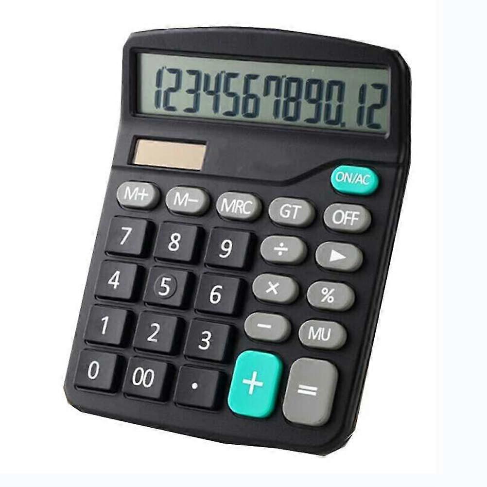 Small Solar Powered Desktop Calculators for Office Use Black Plastic Rectangular 15.00X12.00X2.50CM 1Pcs