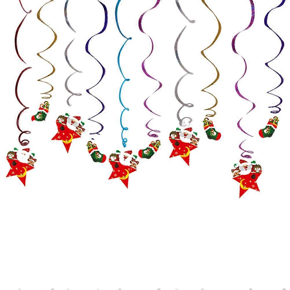 Ceiling Hanging Decor Colorful Santa Claus Spiral Streamers Hanging Swirls Party Props 1Set