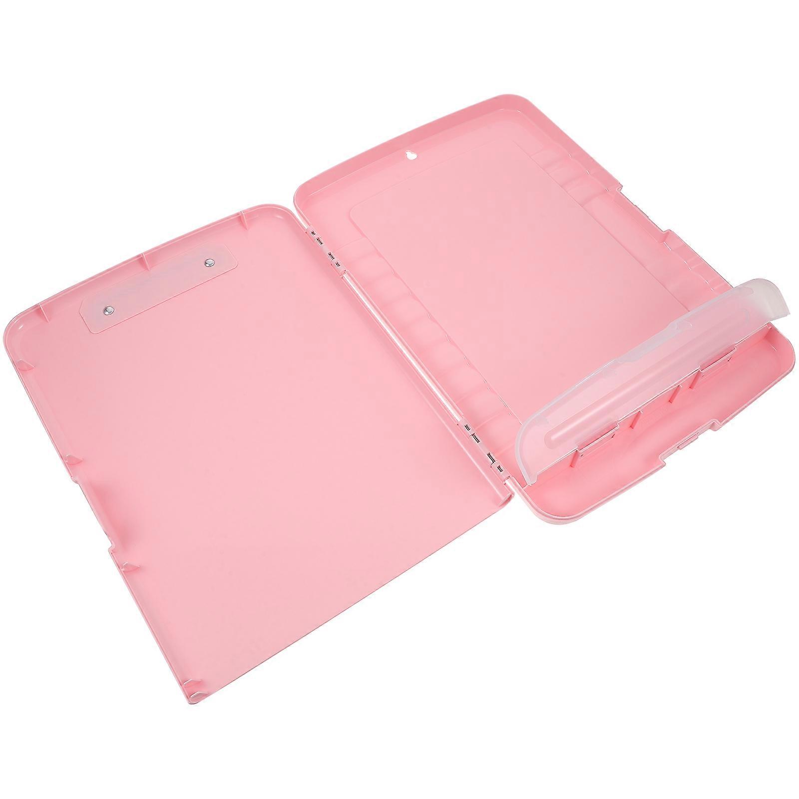 Pink File Holder Document Box for Home Use PP Material with Clipboard Versatile Design 7.87