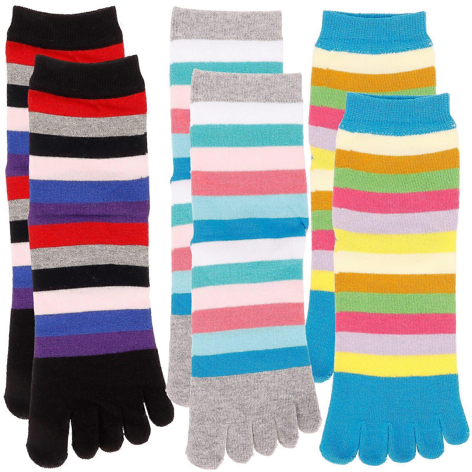 Breathable Toe Socks Women Running Socks All Seasons Fashionable Design 3 Pairs