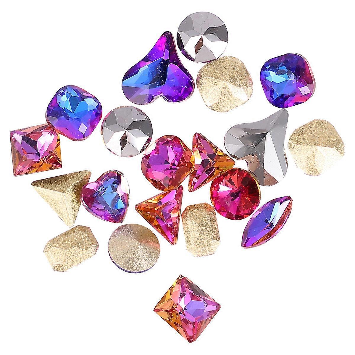 Diamonds Decorative Nail Stickers for Nail Art Use 20Pcs Purple
