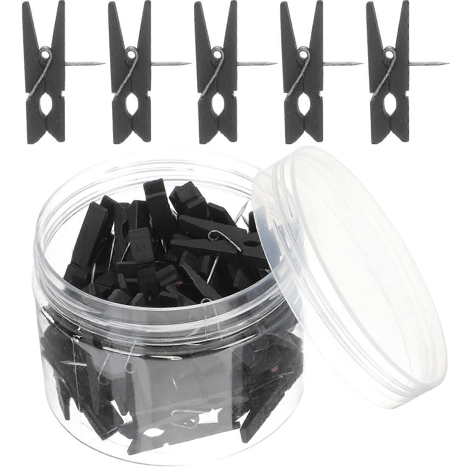 50pcs Wooden Push Pins with Clips for Bulletin Boards, Thumb Tacks for Map Marking, Photo Display, Office & Home Use, Rustic Style Decorative Craft
